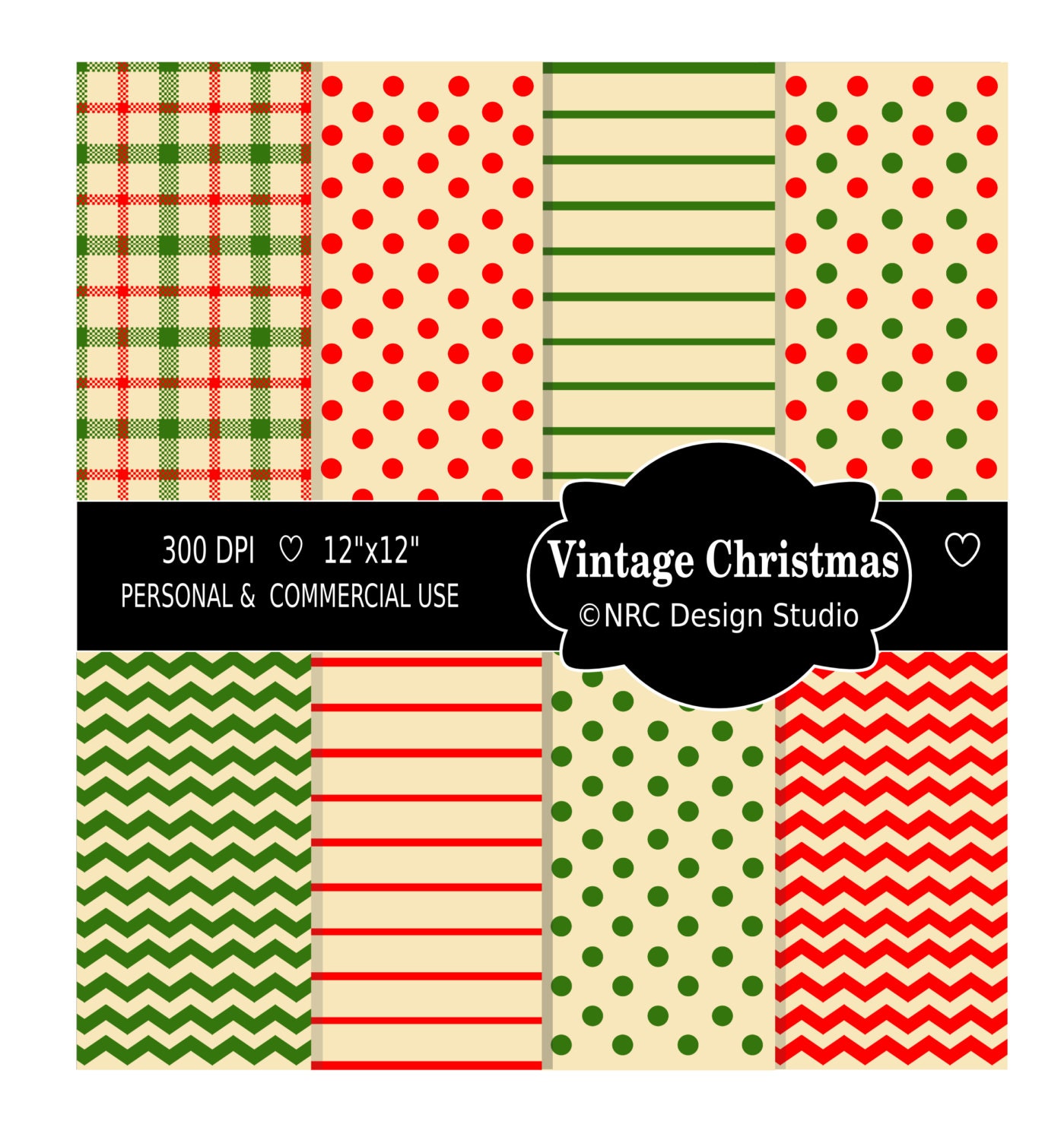 WINTER SALE - Christmas Digital Paper - Vintage Christmas Printable Paper Pack - Instant Download Christmas Papers Il_570xn