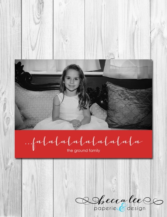 Printable Photo Holiday Card - Falalalalalalalala - Red - 1 Photo - Customizable Il_570xn