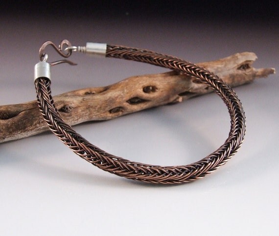 Antique Copper Viking Knit Bracelet w/Sterling by SageHenDesign
