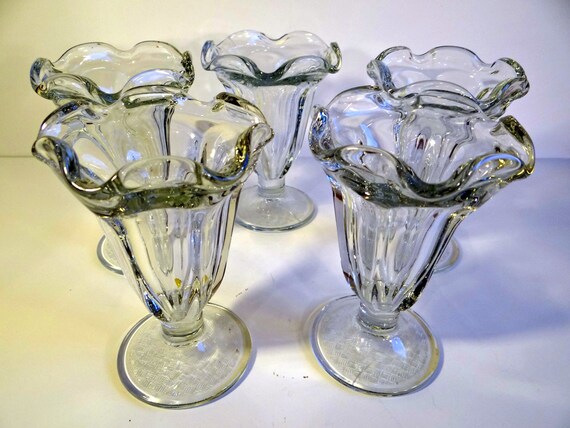 Vintage Libbey Sundae Glasses with by TimelessTreasuresbyM on Etsy