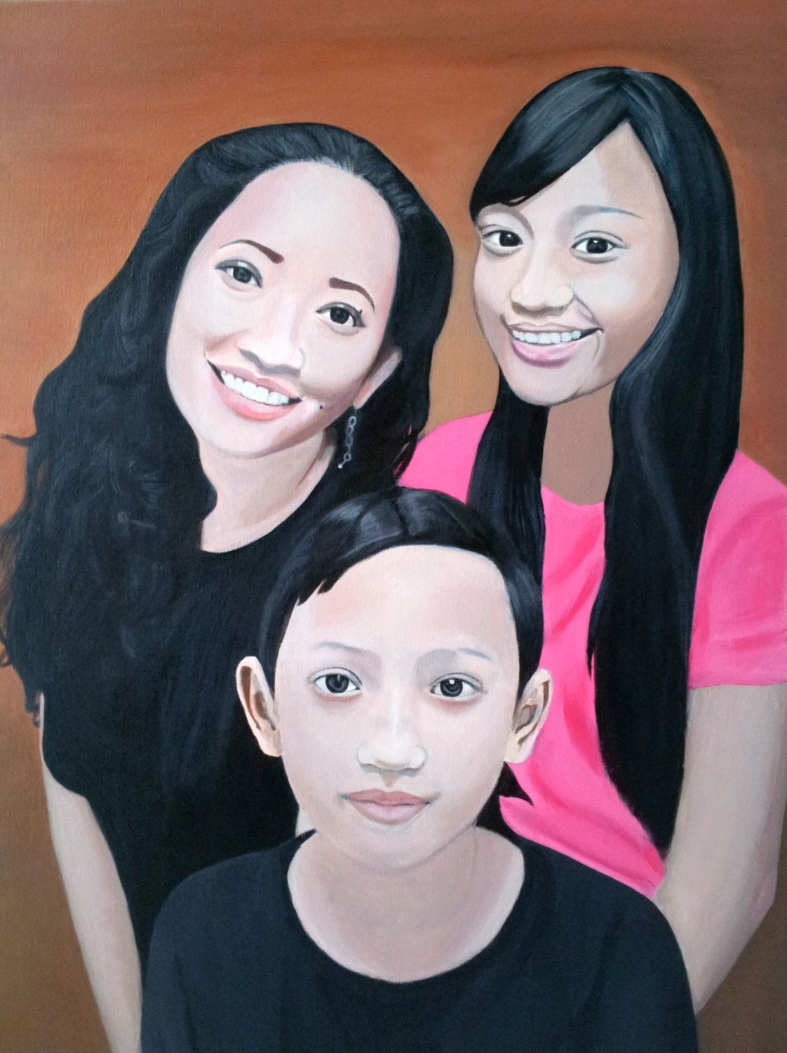 Custom Family Portrait Painting;  18 x 24 Oil on Stretched Canvas; Ready to Hang - MyArtscape