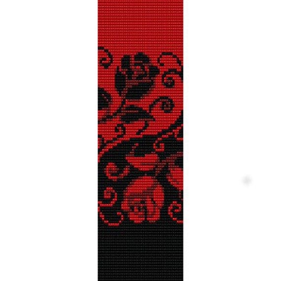 Instant Download Beading Pattern Peyote Stitch Bracelet Yin Yang Roses Seed Bead Cuff