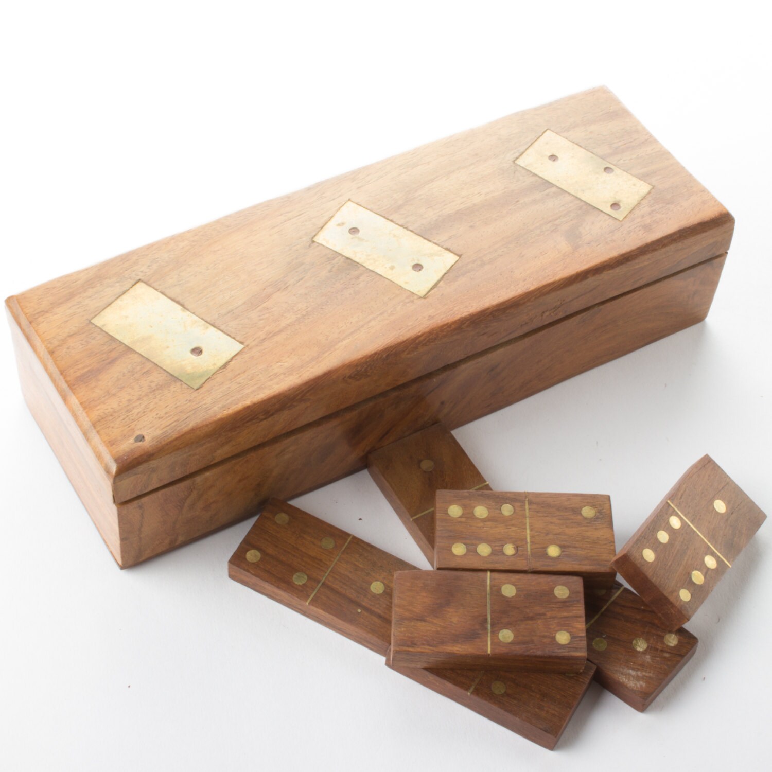 Wooden Domino Set Decorative Wooden Box With Brass By Fabricasia