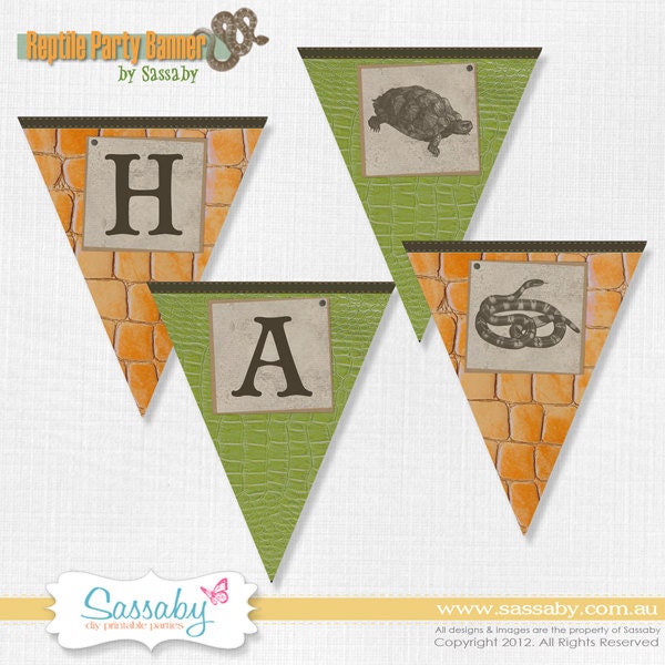 Reptile Party Banner - Boys Birthday - DIY PRINTABLE FILES by Sassaby Il_570xn