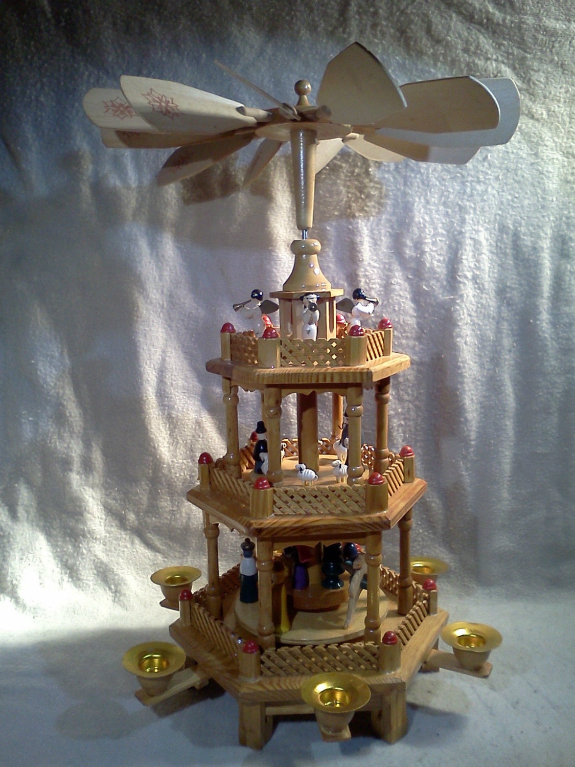 Wood Nativity Windmill 3 Tier German Swedish by OldMillVintage