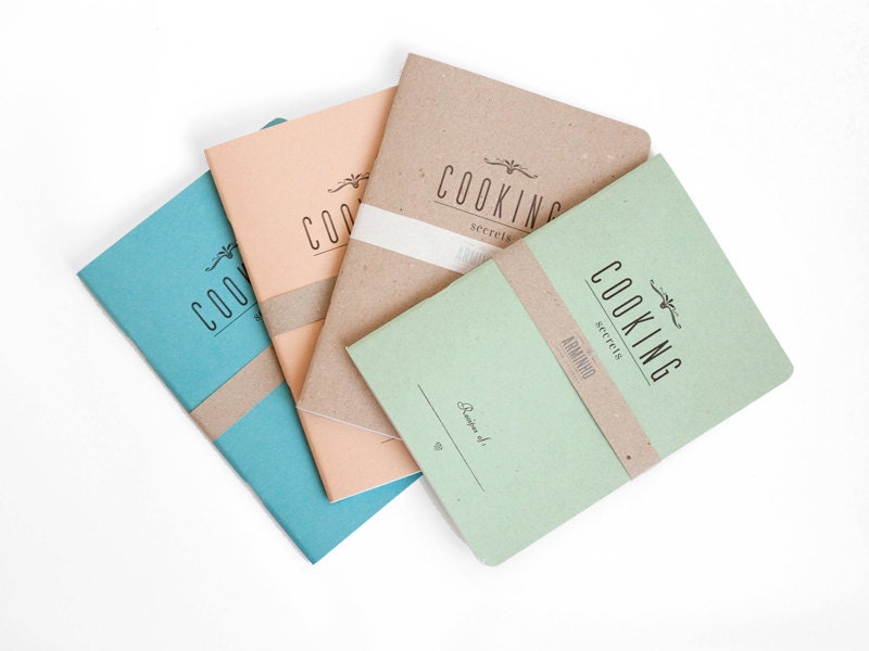 COOKING secrets  lot 4 - letterpress printed notebook - vintage design - COOK5007R - ARMINHO