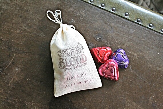 Personalized wedding favor bags, 3x4.5. Set of 50 double drawstring