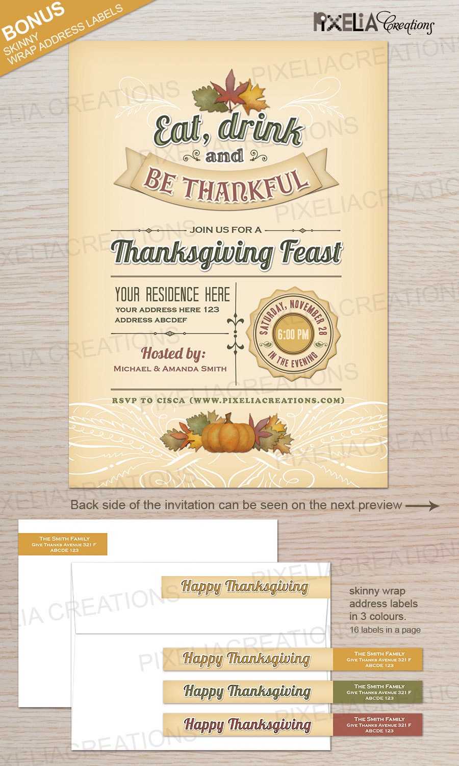 Thanksgiving Feast printable invitation. Il_570xn