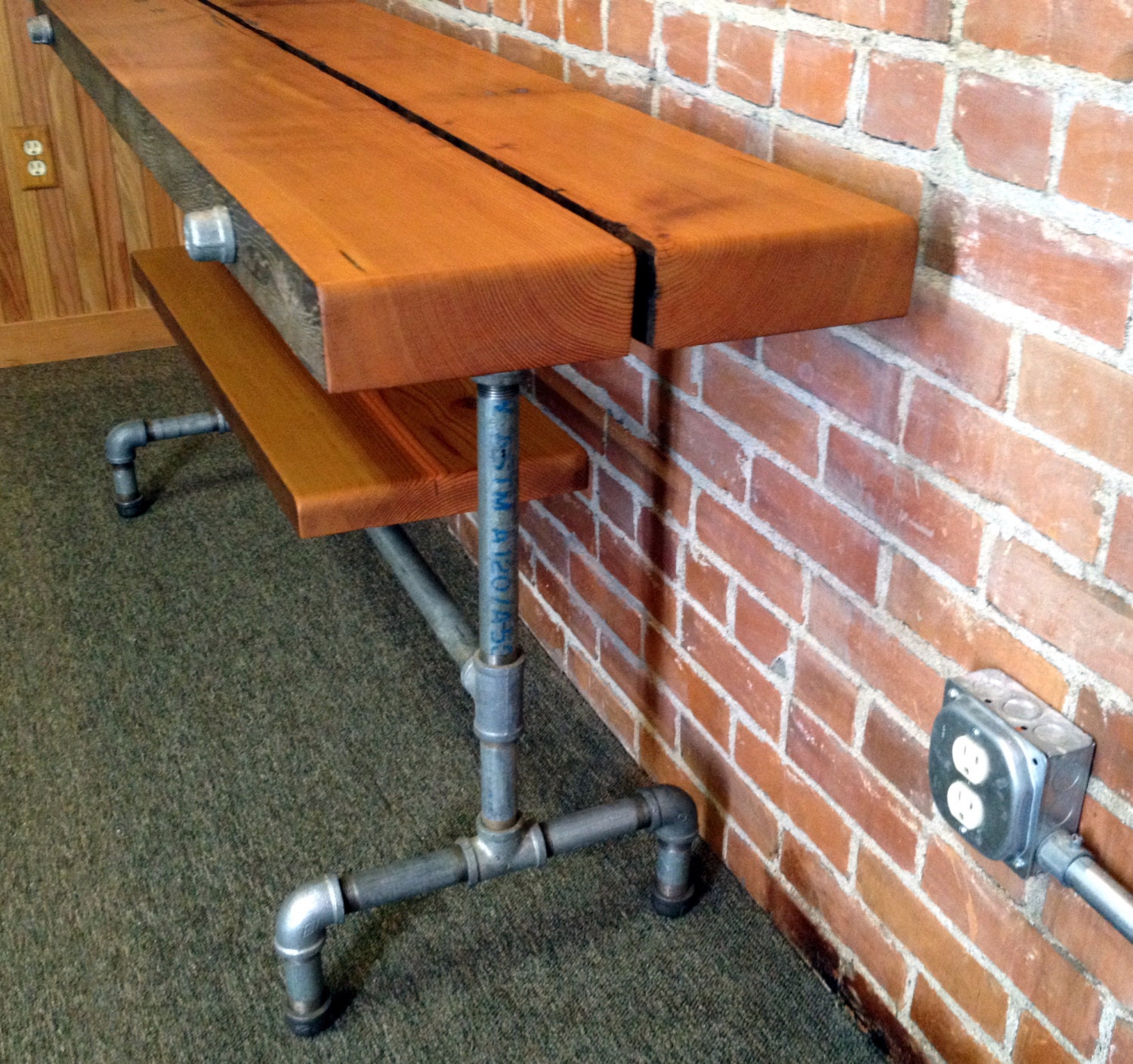 Tv Stand Reclaimed wood industrial pipe by HammerHeadCreations