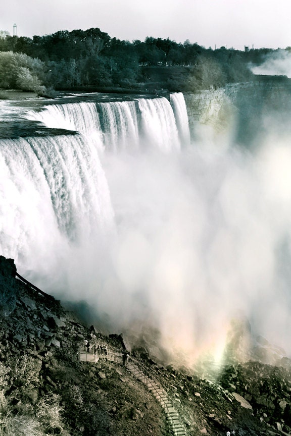 Waterfall photograph. Niagara Falls. Rainbow hue. Atmospheric. Home decor. 8x12- Chasing Waterfalls. - MyCameraAndEye
