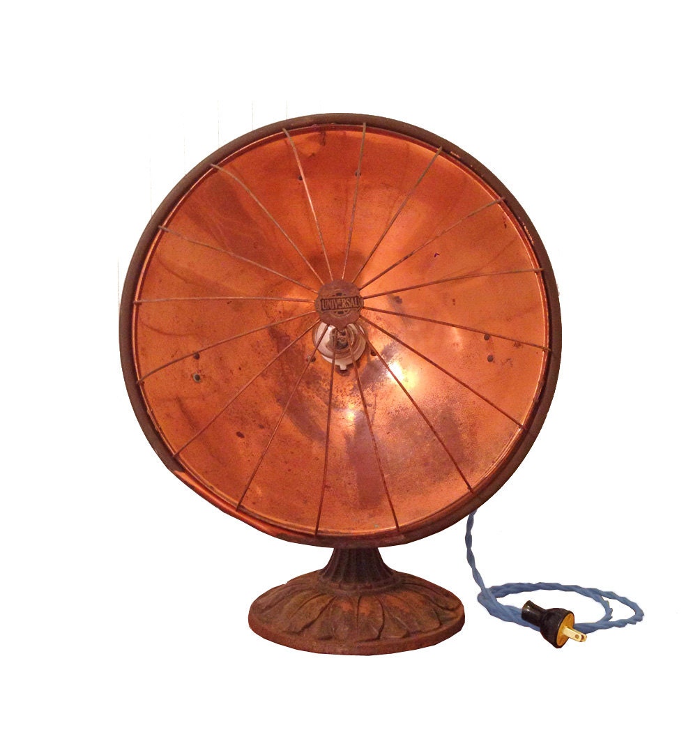Vintage Industrial Lamp -- Copper Art Deco Heat Lamp // Desk Light