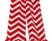 Girls Chevron Minky Ruffle Pants red white sizes 12m 2t 3t 4t 5t 6 7 8 10 - Amievoltaire