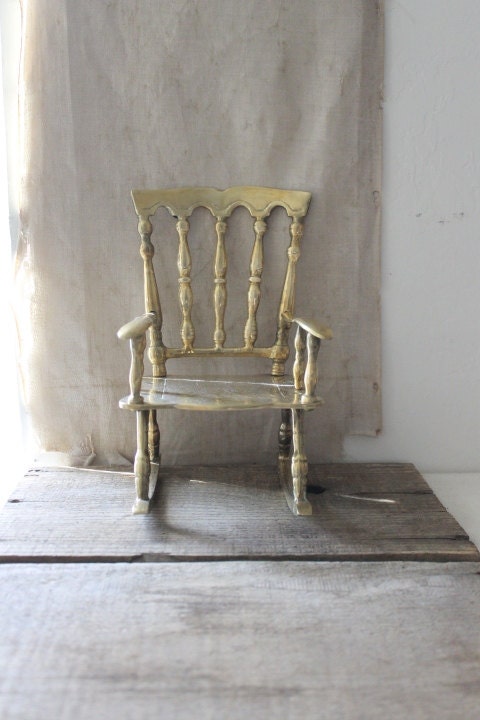 v i n t a g e brass rocking chair, photo prop, doll chair, plant stand - Harmonicajane