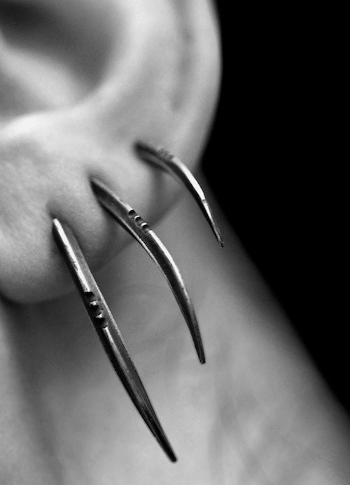 TRIS: Scythe earrings, set of 3, sterling silver - Joanna Szkiela x Ovate Resurgam collab - redsofa