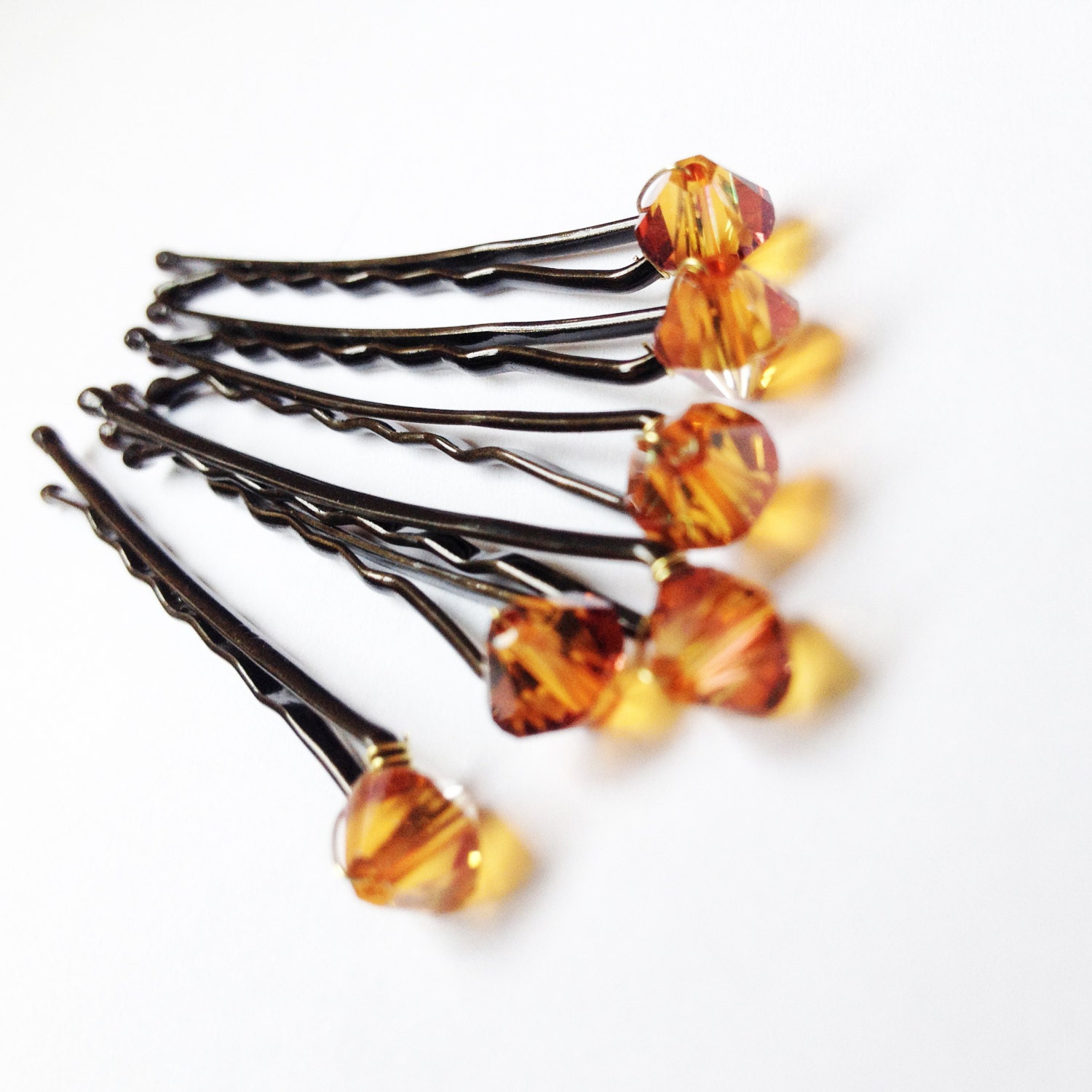 Copper Crystal Hair Pins wedding bobby pins set by embellishingyou