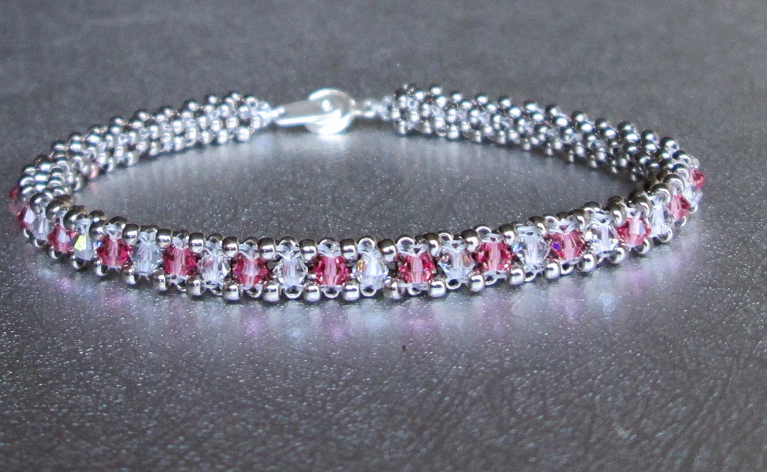 crystal beaded tennis bracelet by beadnurse on Etsy