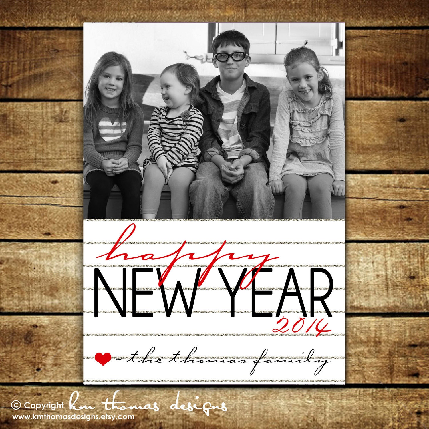 GLITTER PINSTRIPES...Custom Photo Holiday Card...by KM Thomas Designs Il_570xn