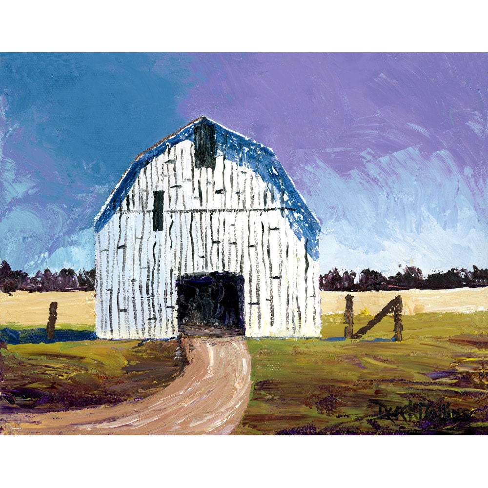 Barn Painting landscape painting Acrylic PRINT by derekcollins