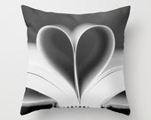 Valentine's Pillow Cover, black and white throw pillow, heart abstract grey silver gray geometric love book bedroom winter home decor - AmeliaKayPhotography