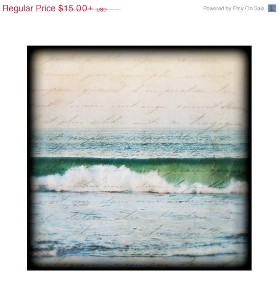 ON SALE Vintage Beach Photo Decor, Fine Art Print, Ocean Waves, Surf Decor, Fine Art Photograph - Seaside Love