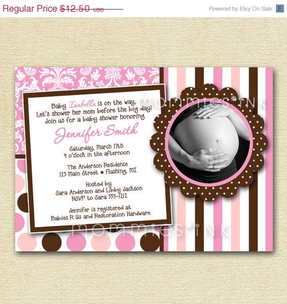 10% Off Holiday Sale Mod Pink and Brown Kaleidoscope Baby Shower Invitation - PRINTABLE INVITATION DESIGN Il_570xn