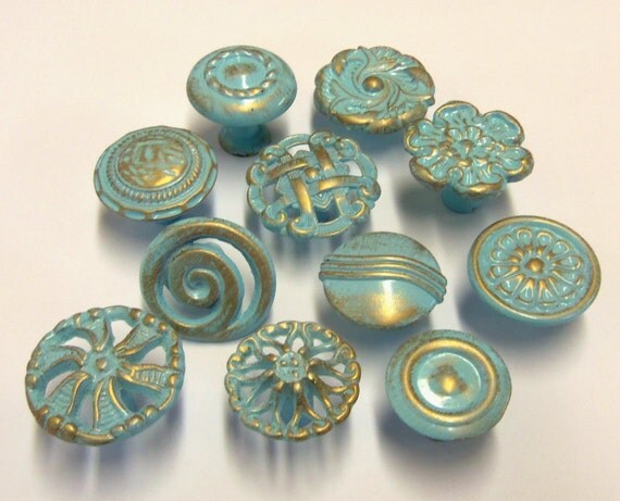 Drawer Pulls Knobs Aqua Collection 11 FREE USA SHIPPING Turquoise