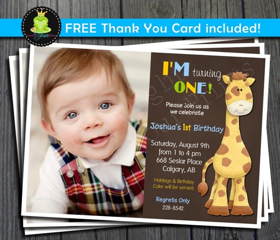 1st Birthday Invitation - FREE Thank You Card included Il_570xn