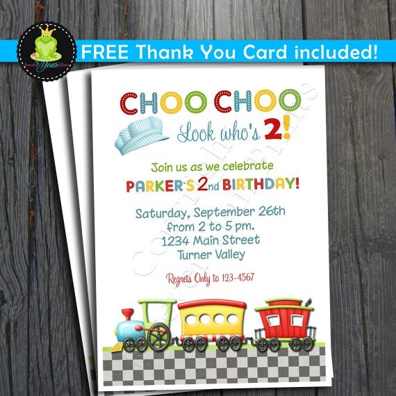 Train Birthday Invitation - FREE Thank You Card included Il_570xn
