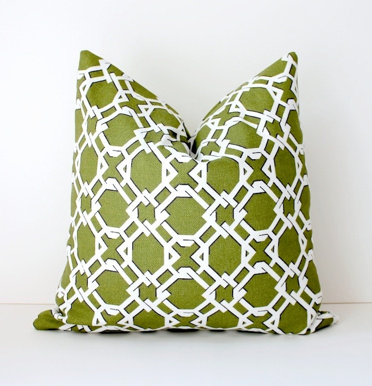 Lattice Moss Green decorative Designer Pillow by WhitlockandCo