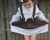 Brown Vine High Low Ruffle Skirt with Matching Suspenders by Papoose Clothing - papooseclothing