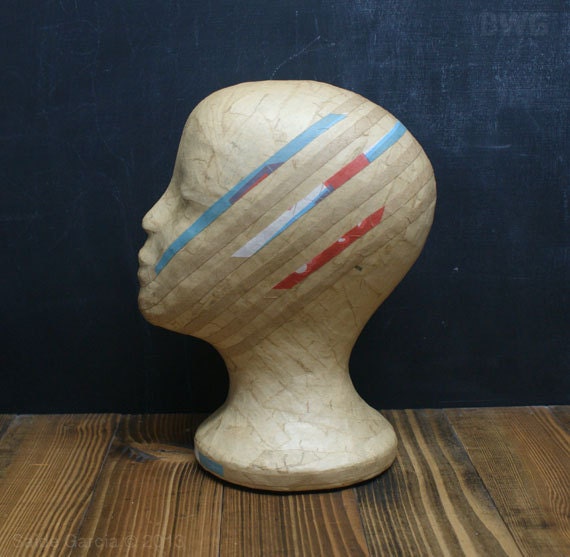 Crossword Mannequin Head Wig Hat Display by BlackWillowGallery