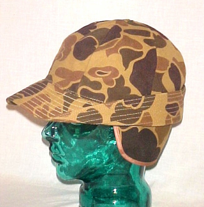 Mens Vintage Camouflage Duxbak Hunters Cap Ear Flap by AuntLenoras