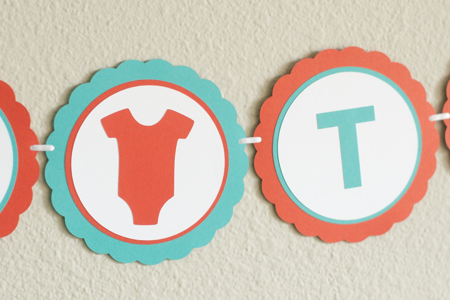 IT'S TWINS Baby Shower Decoration Banner OnePiece Gender Neutral Red Turquoise Il_570xn
