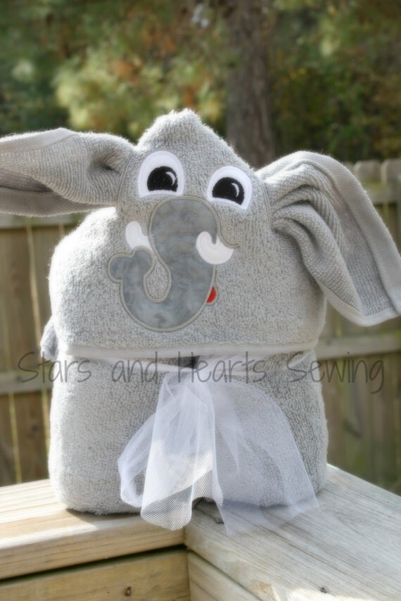 Elephant Hooded Towel Personalized by StarsAndHeartsSewing on Etsy