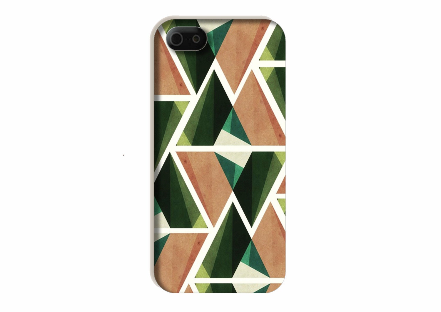 Facets in Green and Tan Plastic Snap On Mobile Phone Case, Fits iPhone 4, 4S, 5, 5S - Krizzana