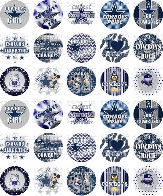 DALLAS COWBOYS 30 precut 1 circle Images for Bottle by GiuliGiuli