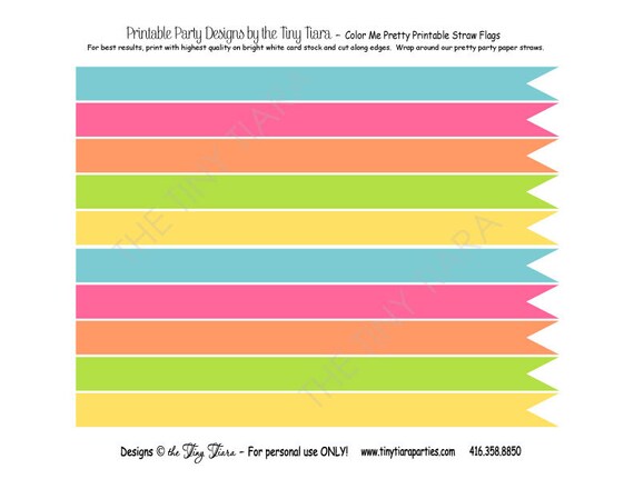 Color Me Pretty Printable Straw Flags : Printable Party Designs by The Tiny Tiara Il_570xn
