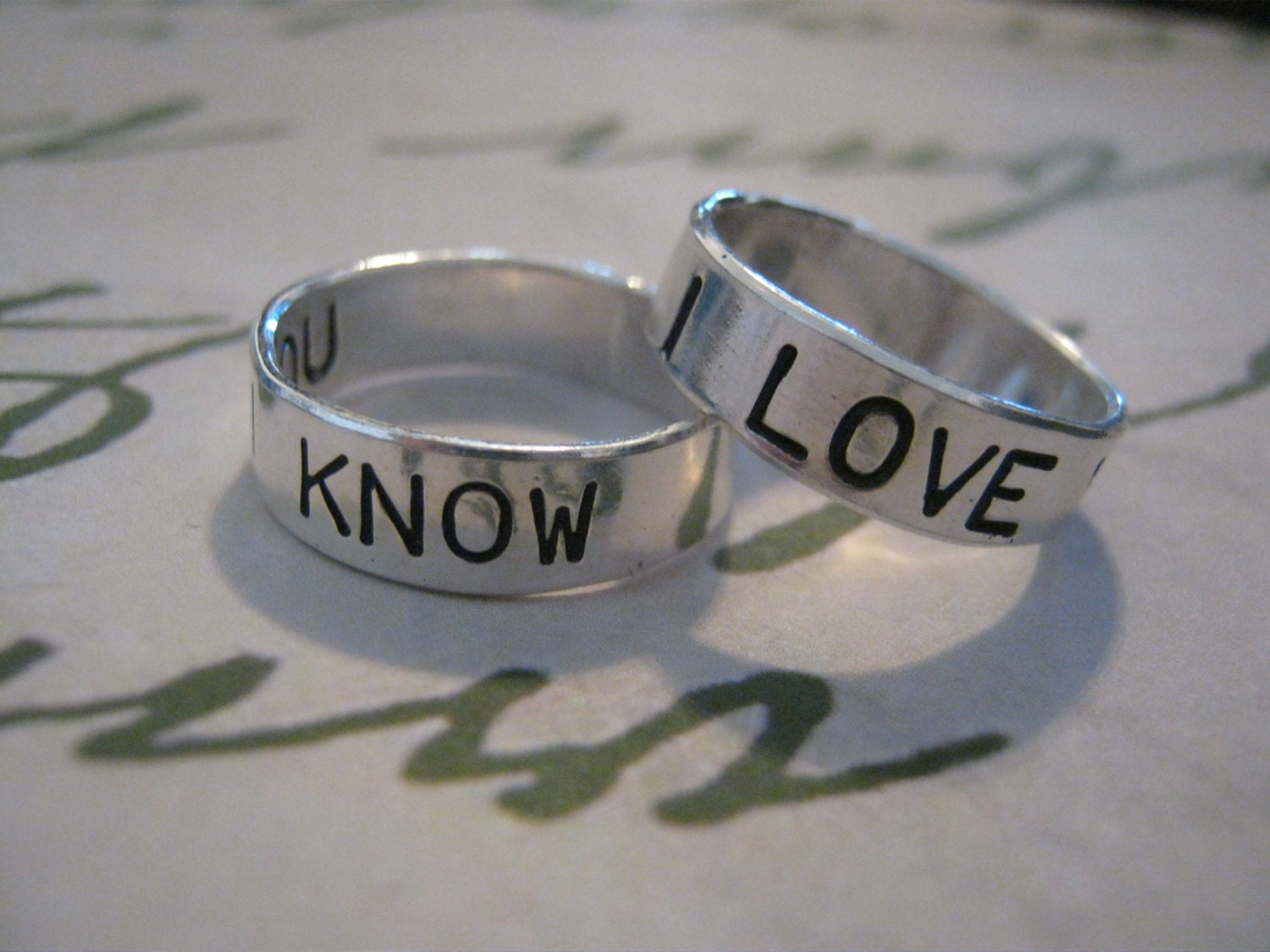love you I know ring set, Sterling Silver Rings, Wedding Rings, Han ...
