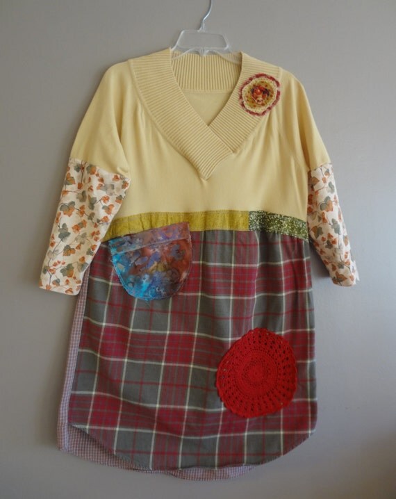 Artsy Dress Tunic / Upcycled Clothing by UpCdooZ / Eco Clothing/OOAK