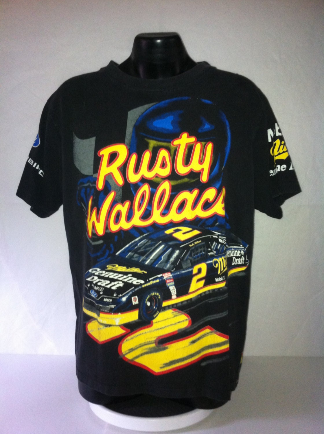 Vtg Rusty Wallace Nascar T Shirt Size Large Miller Genuine