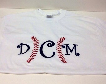 Embroidered monogrammed and baseball stitch shirt