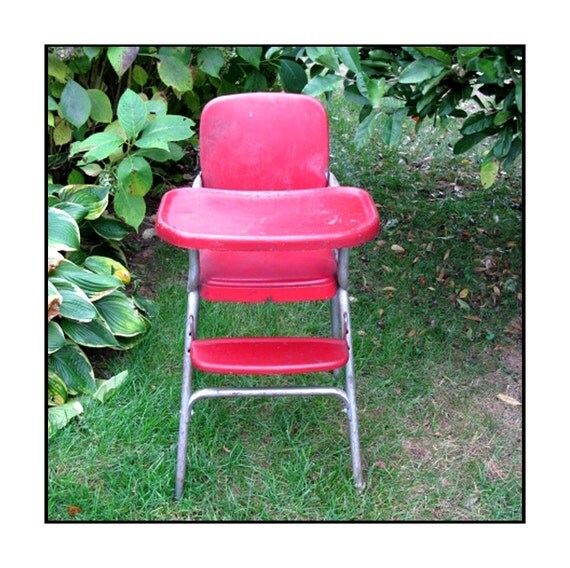 Vintage Metal Child's High Chair with by pathwaytothepast on Etsy