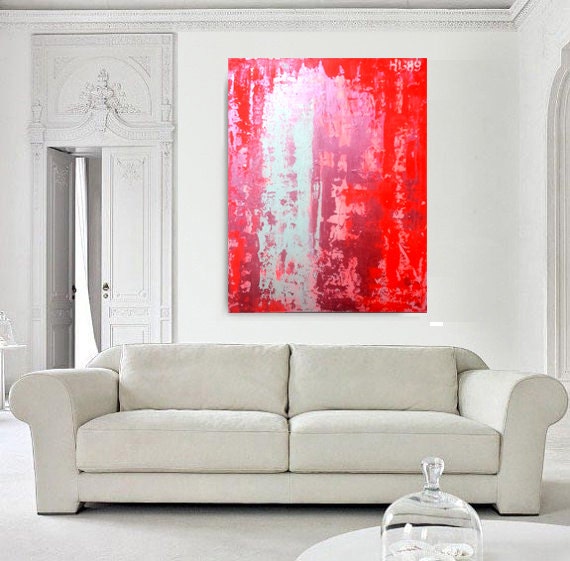Love. LARGE Original handmade abstract painting on professional stretched canvas. 80x60 cm 31.5x23.5 inches - artybit