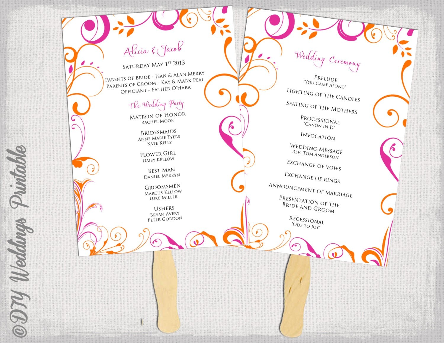 Download Diy Beach Wedding Program Fans