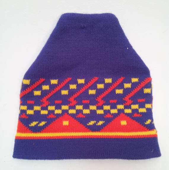 Vintage Knit Purple 80s Ski Cap Hat Warm Winter by WearLords