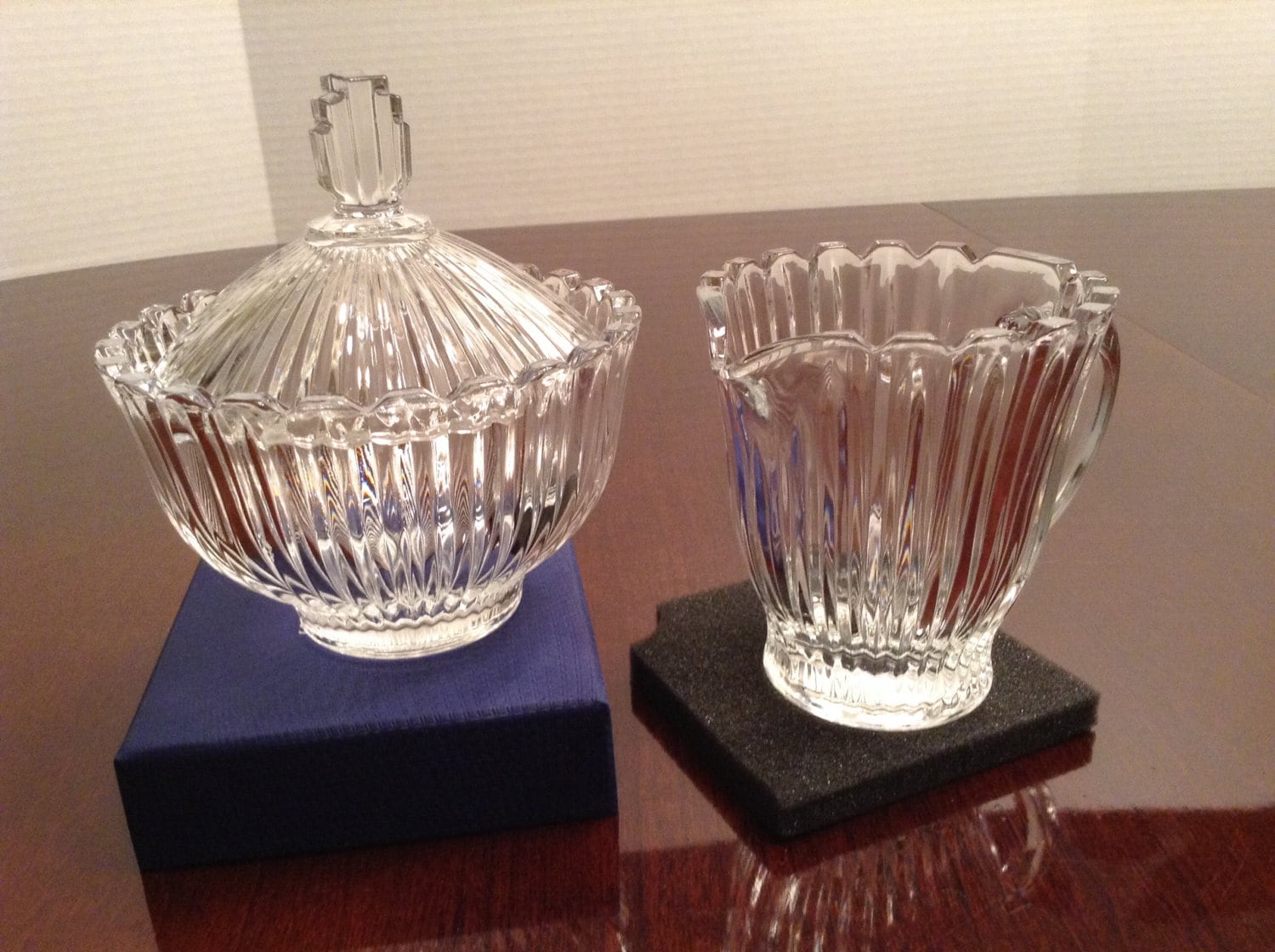 Vintage Mikasa Crystal Covered Sugar Bowl And Creamer Haute Juice