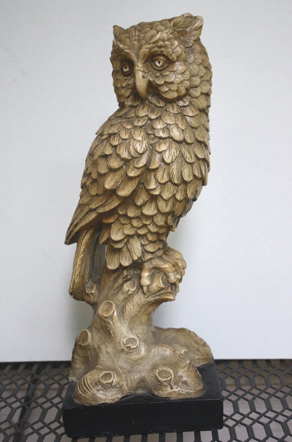 Marwal-Figurines Items similar to Vintage 14" Tall Owl Plaster Figurine Statue on Etsy