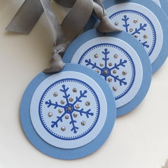 Glitter Snowflake Tags - Set of 6 Large - Christmas Tags Holiday Gift Tags Holiday Gift Wrap Il_570xn