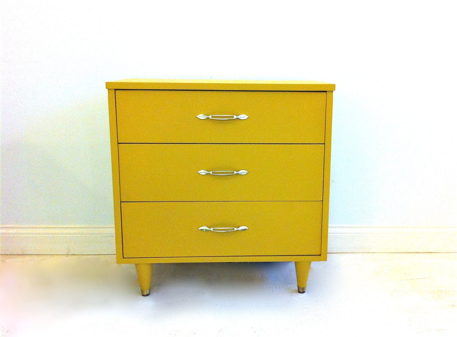 Petite Mid Century Dresser In Mustard