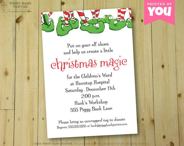 Enchanted Elves Invitation - Personalized DIY Printable Christmas Elf Shoes Invite // Christmas Party // Christmas Card // Holiday - ESP Il_570xn